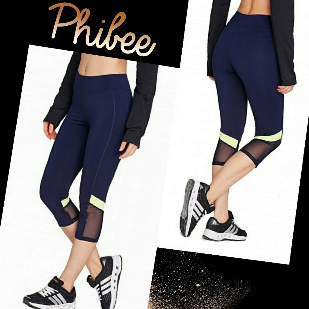 Phibee Capri Legging Active Workout Mesh Panels